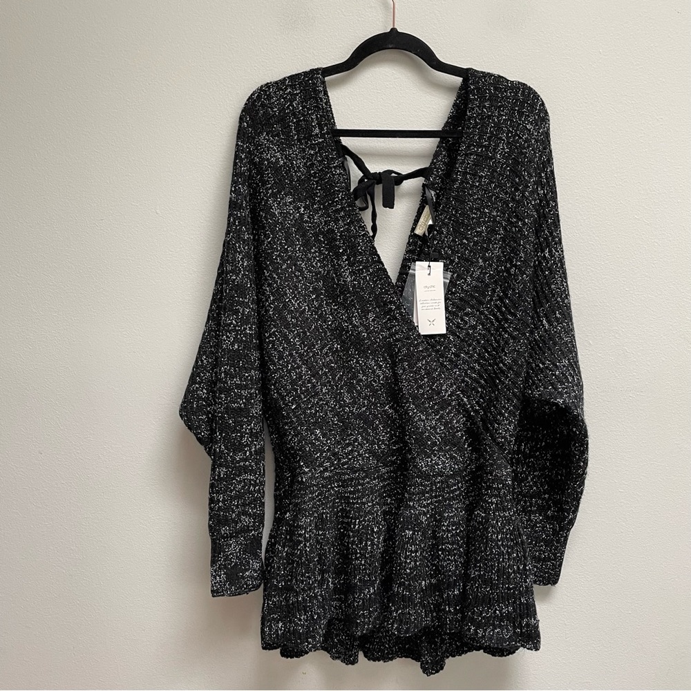 City Chic sweater Western Jumper Knit V-Neck Tie Sweater Faux wrap size 14 NEW
